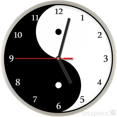 #233 Wanduhr » Tai Chi « Taiji Yin Yang *optional mit lautlosem Uhrwerk