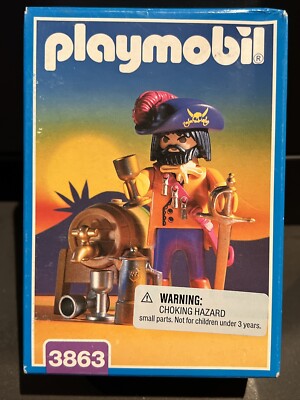 PLAYMOBIL 3863 Pirate Captain Silversword Barrel Keg Blackbeard vintage 1996 NEW