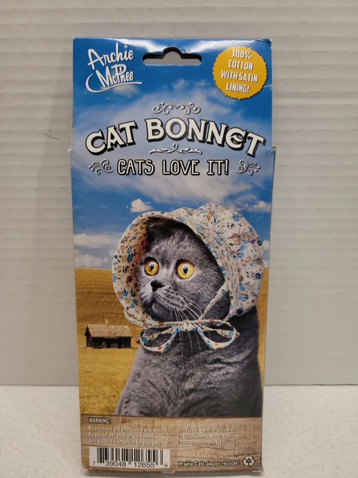 Sombrero de pradera con capó de gato Archie McPhee para tu gatito diseño floral de algodón nuevo en caja Foto 4 de 4