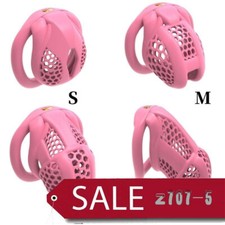 Pink Male Chastity Cage Abstinence Chastity Device with Locks Rings Male