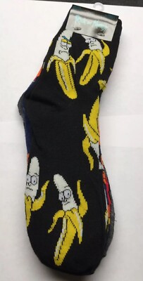 HYP Rick & Morty Banana Novelty 3 Pair Pack Size 6-12 Men s Crew New Tags AR212