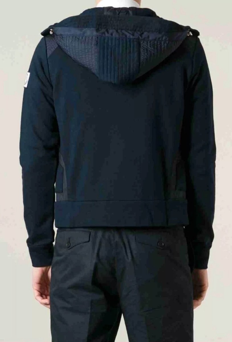 MONCLER Gamme Bleu x Thom Browne navy ribbed panel sweater