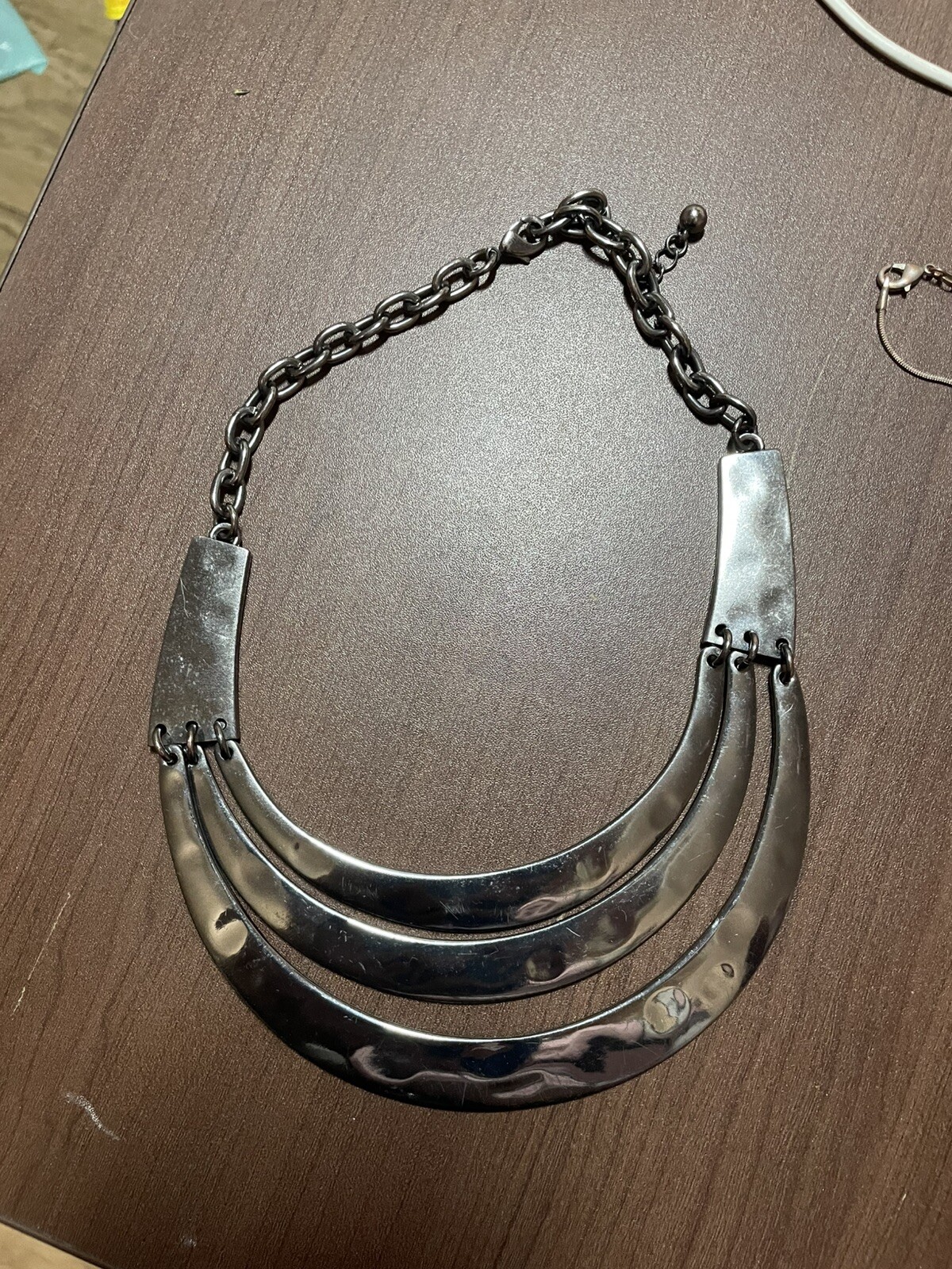 Silver 3 Layer Bib Necklace - image 2