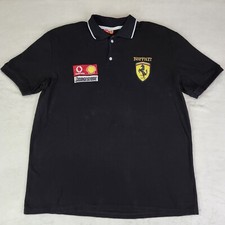 PUMA X Ferrari Polo Shirt Mens XL Balck Bridgestone Shell Embroidered Logo