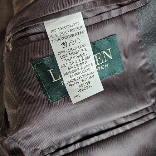 Ralph Lauren Suit Blazer Jacket Boys Size 16R Gray Double Vent Front Pockets - Picture 5 of 5