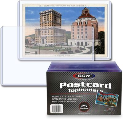 25 BCW Postcard Topload Rigid PVC Holder 6 1/8 x 3 7/8 High Quality Storage NEW