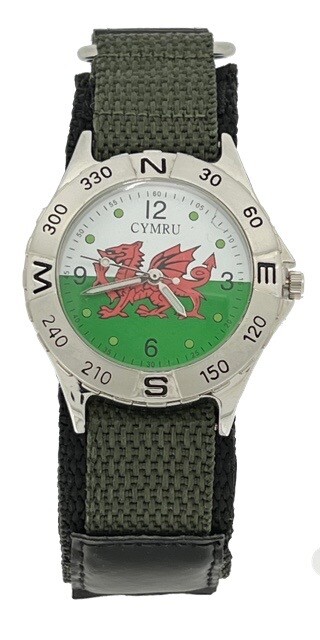 Boxed Collectable Cymru Gents Flag Of Wales Nylon Sports Quartz Wrist Watch