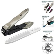 Nail Clippers with Catcher, No Splash Fingernail Toenail Clippers with Sharp ...