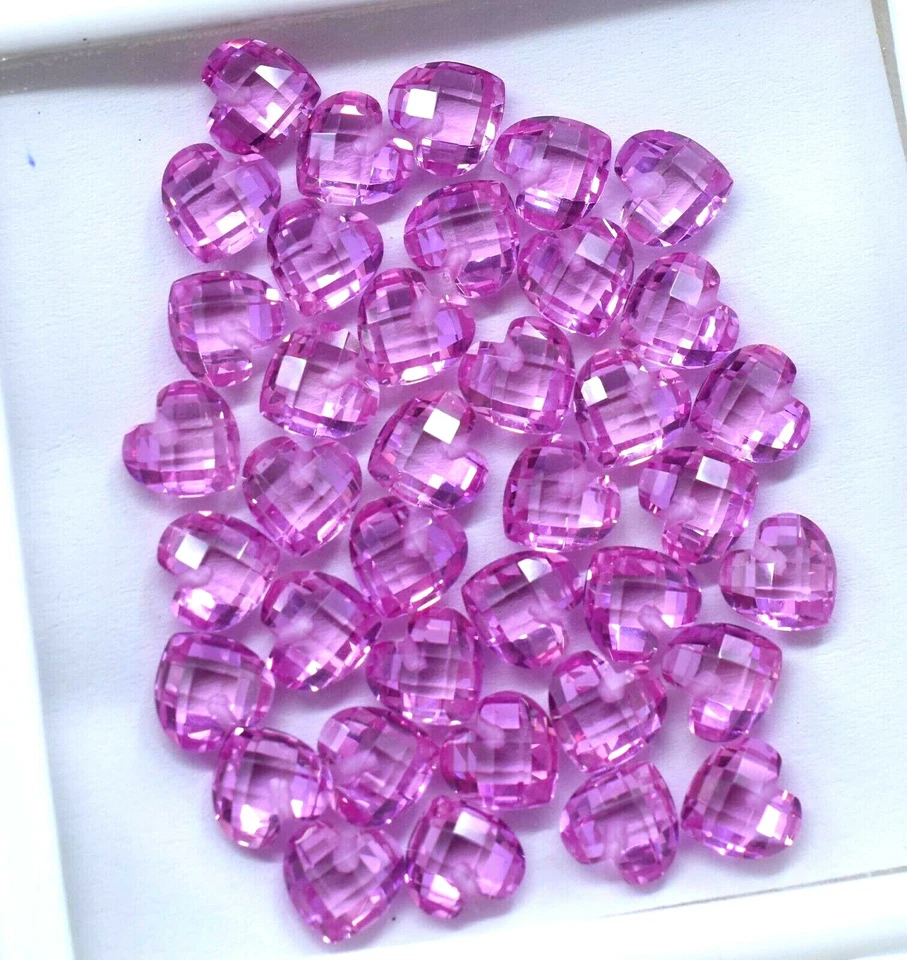 AAA+ 88,05 quilates rubí rosa 38 piezas a cuadros cardíacos 8,00 mm piedras preciosas tratadas Foto 4 de 4