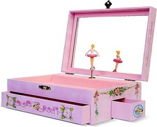 Enchantmints Ballerina Recital Musical Jewelry Box For Little Girls 3 Drawers