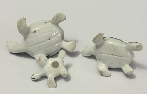 3 Tartarughe marine vintage miniatura famiglia osso Cina Giappone 1 pollice x 2,5 pollici - Foto 4 di 4