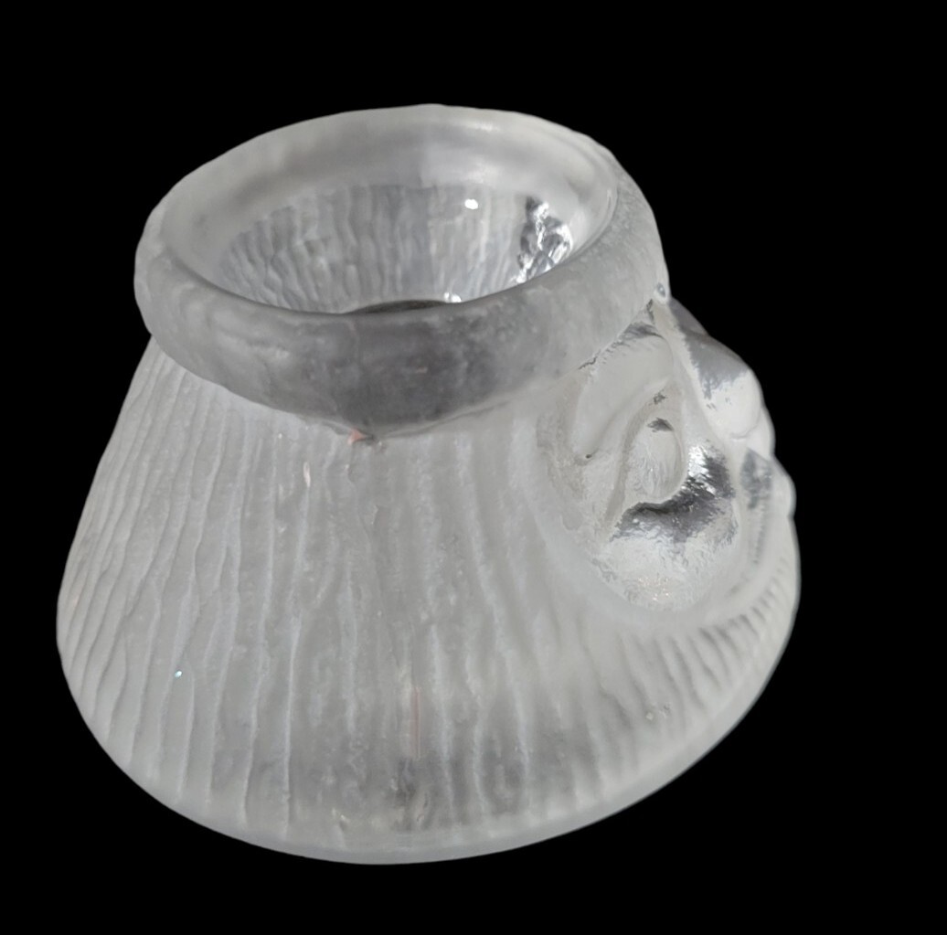 Nybro Crystal Santa Claus Candle Holder Satin Clear Sweden