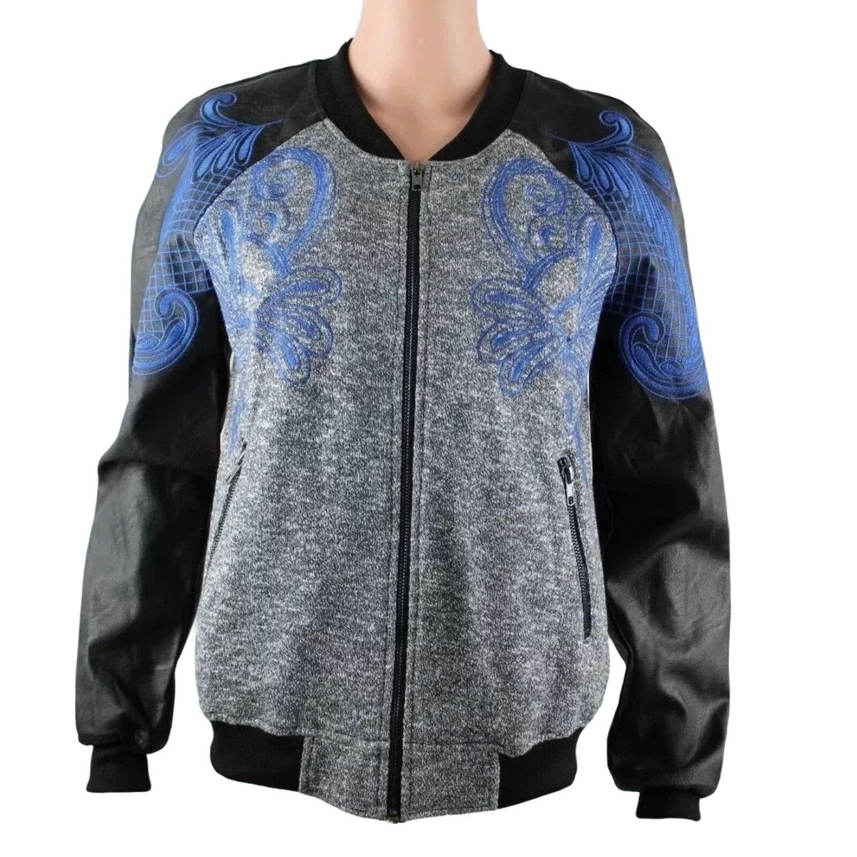 Akira Black Label women's faux leather embroidery jacket full zip