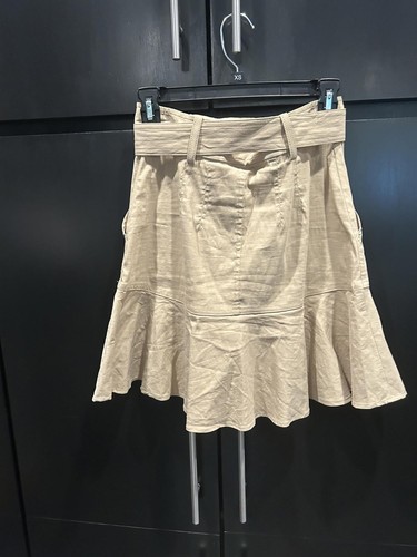 A.L.C. $395 Miley Button-Front Skirt Linen Blend Tan SZ 2 - Picture 2 of 5