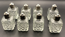 Vintage Hand Cut Crystal Miniature Salt & Pepper Shakers Lot of 8