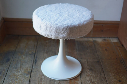 Vintage Tulip Vanity Stool Fluffy White Seat - Picture 2 of 12