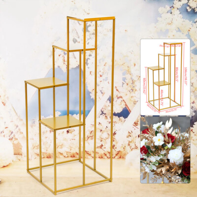 Elegant Gold Metal Flower Stand for Weddings and Events - Four-Tier Design