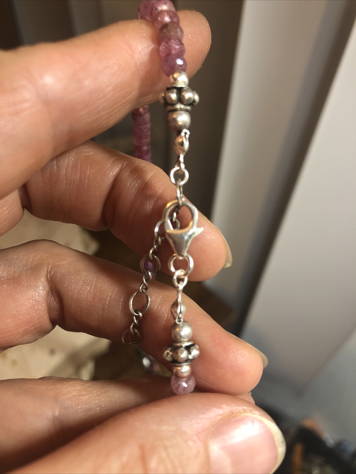 925 Sterling Silver Ruby stone Beaded Rough Nugge… - image 11