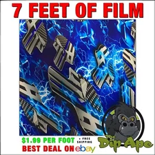 Hydrographic film Skulls Blue Line Electric Police hydro dip dipping 7' x 20"