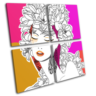 Swirls Vector Floral Fashion MULTI CANVAS WALL ART Picture Print VA