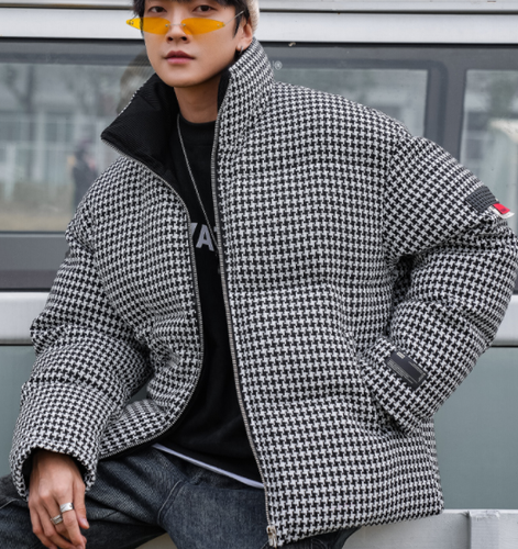 Houndstooth Down Jacket Men Winter 