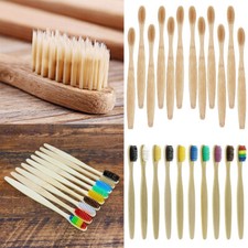 US 20/40Pcs Bamboo Toothbrush Natural Organic Medium BPA Free Soft Healthy Brush