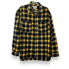 Urban Outfitters Jacket Mens Large Black Yellow Brushed Plaid Barn Chore Shacket