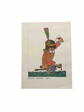 Atkinson Ink Watercolored Print British Husar Grotesque