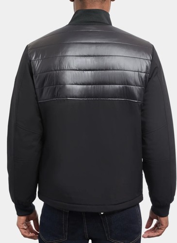 Michael Kors Mix Media Soft Shell Knit Collar Jacket Men's Sizes Black New - Picture 4 of 12