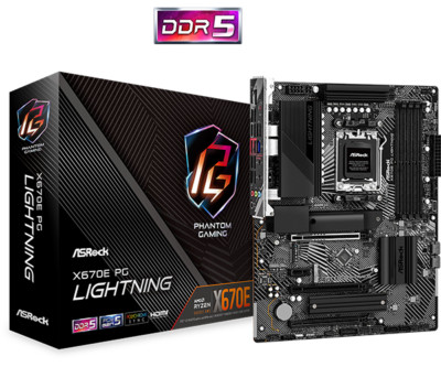 ASRock X670E PG LIGHTNING AM5 Ryzen 7000 AMD X670 DDR5 SATA3 ATX Motherboard