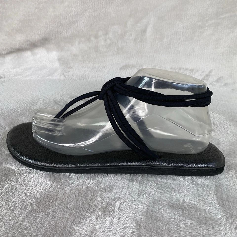 Sanuk Yoga Sunshine Mujer Tanga Tirantes Sandalia Talla 6 Negro Bungee Foto 2 de 4