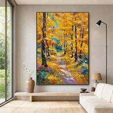 Autumn Forest Landscape HandPainted Oil Painting on Canvas Home Decor Wall Art