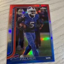 NEW - 2025 Topps Chrome Football Joshua Palmer Red White & Blue Refractor #31