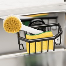 TAILI Sponge Holder for Kitchen Sink with Strong Suction 6.1" x 3.5", Black
