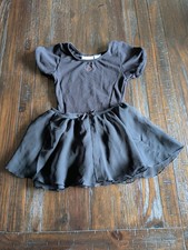 Vintage Danskin Freestyle Leotard  Skirt Black W/studded Heart Girls Sz M 7/8 