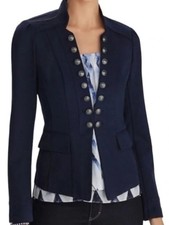 WHITE HOUSE BLACK MARKET Navy Blue Military Ponte Button Jacket