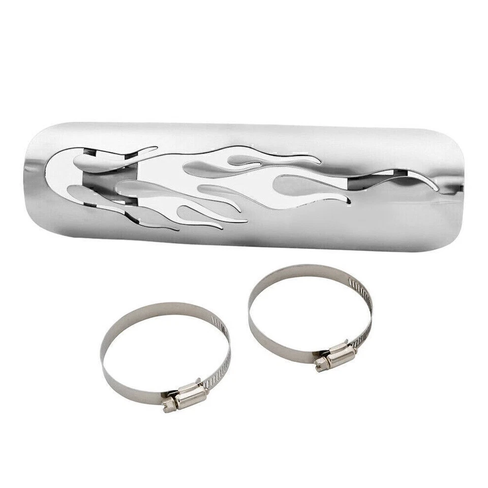 1x Motorcycle Chrome Exhaust Muffler Pipe Heat Shield Cover Heel Guard Universal Foto 3 de 4