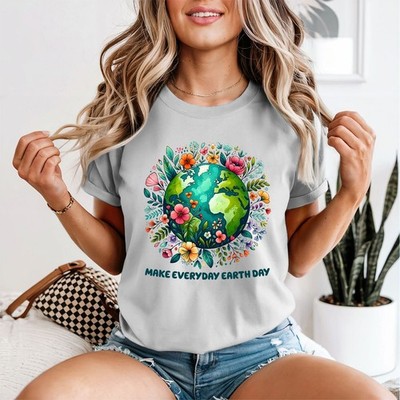 Make Everyday Earth Day Damen T-Shirt Environment Global Floral