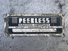 Vintage Peerless Machine Company Industrial Tag Racine, WI