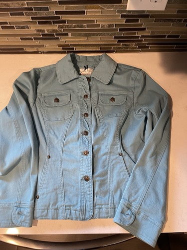 Live a Little LAL Denim Jean Jacket Teal Blue Size Large NWT-See description