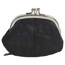 Leatherboss Leather Women's Coin Holder Pouch Purse Double Frame Wallet with ...