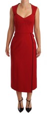 Dolce & Gabbana Red Sweetheart Sleeveless Midi Stretch Women's Dress Authentic
