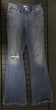 Good American Good Flare Split Hem Distressed Bootcut Wide Leg Blue Size 8/29