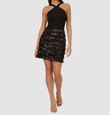 Adrianna by Adrianna Papell Women's Black Sequined Halter Dress Size 4