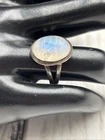 Vintage Oval White Moonstone Ring in 925 Sterling Silver - Size 7.5 Statement