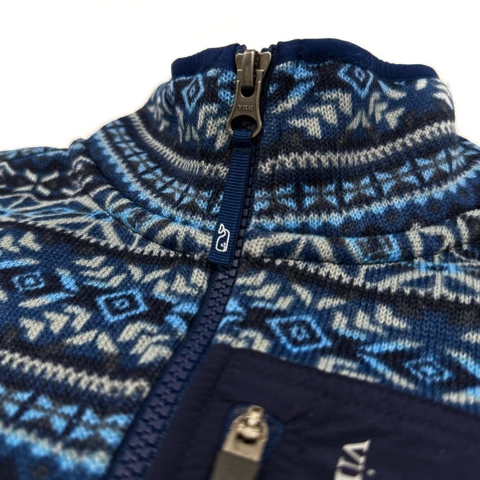 Jaqueta nova com etiquetas Vineyard Vines Boy's Fairisle suéter estampa de lã azul Deep Bay M - Imagem 4 de 4