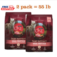 2 Pack, Purina ONE True Instinct Adult Dog Dry Food - Beef, All Natural, 27.5lb