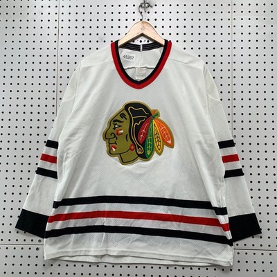 Vintage Chicago Blackhawks Jersey Mens Large White Air Knit Maska 80s 90s USA