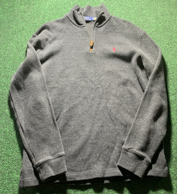 Polo by Ralph Lauren M スウェット Polo Ralph Lauren Sweater Mens MED Gray Pink Pony 1/4 Zip