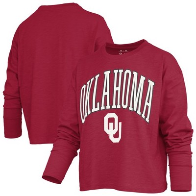 Women's Pressbox Crimson Oklahoma Sooners Motley Boxy Waist-Length Long Sleeve